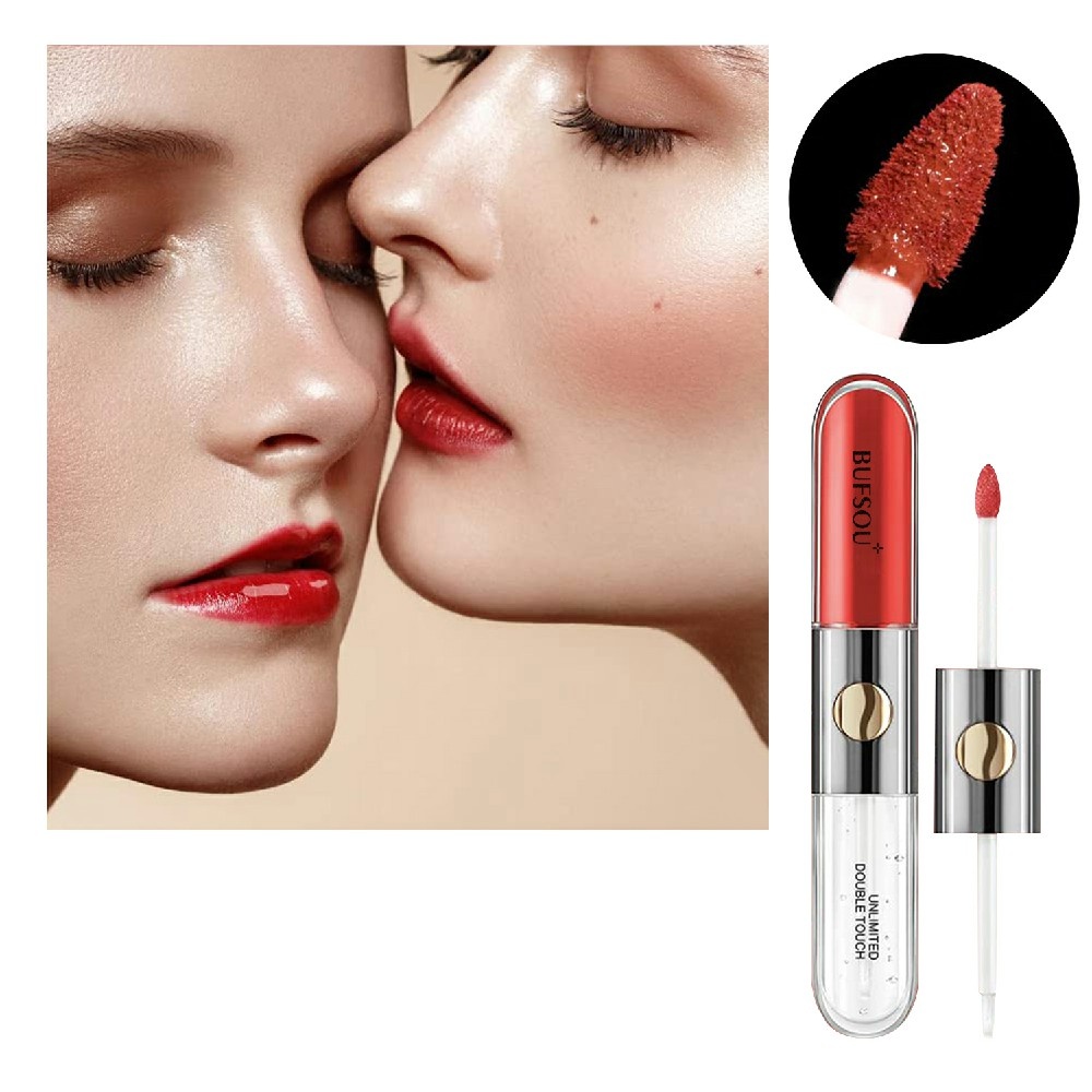 Lipstick Cosmetics private label wholesale bulk vegan 2 in 1 lip plumper Oil Double ended moisturizing glossy lip gloss