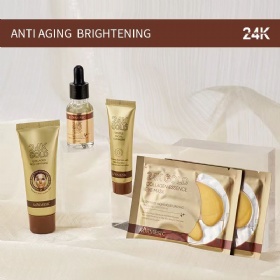 Private Label Organic Korean Whitening Lightening Anti-aging Anti-acne Luxury 24k Gold Skin Care Set for female